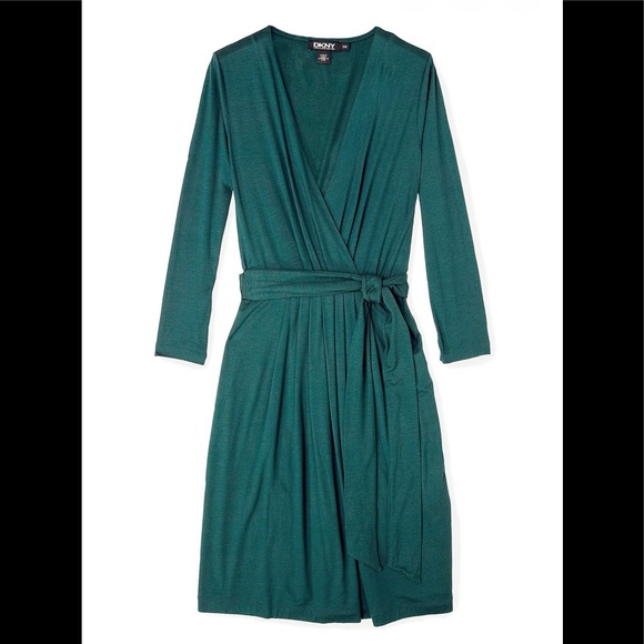 DNKY Emerald Green Jersey Wrap Dress - Picture 2 of 7